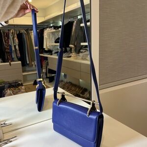 M2MALLETIER Fleur du Mal Blue Leather w/Metal Top Handle Shoulder Crossbody Bag